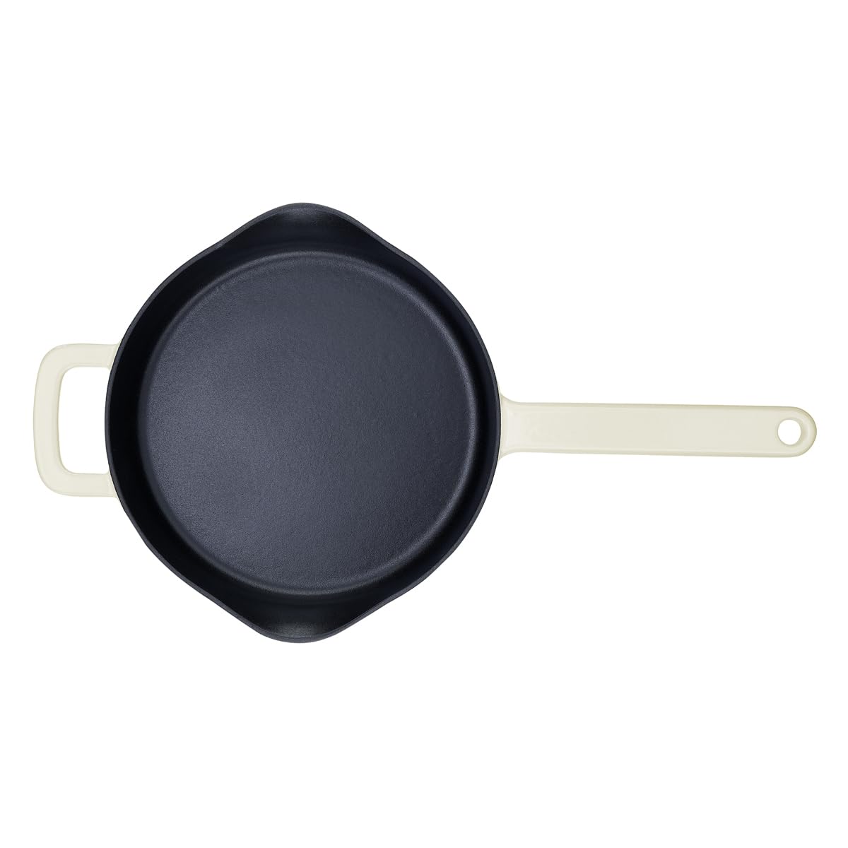 Fissler Moments Collection/Emaillierte Gusseisen-Pfanne (Ø 26 cm) antihaftend, hoher Rand, mit Ausgießern, Aufhänge-Öse, PFAS/PTFE-frei, Induktion – Elfenbeinweiß