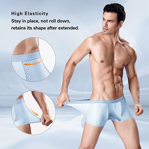 Dual Pouch Mens Underwear, Mens Bulge Enhancing Underwear, Silk Boxer Briefs for Men Pack Breathable4