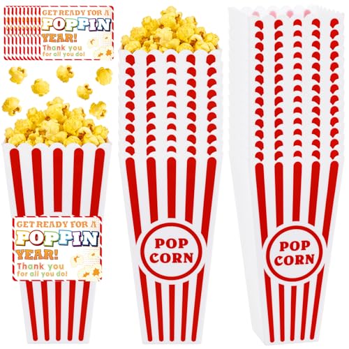 FULAIERGD 24 Pack End of Year Gift Plastic Popcorn Containers Popcorn Boxes