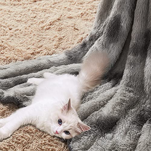 Beautex Faux Fur Throw Blanket, Soft Sherpa Fluffy Blankets, Warm Thick Plush Flannel Blanket, Luxury Fuzzy Blankets For Room Decor, Shaggy Comfy Blanket For Couch Sofa Bed Grey, 50X 60 #TOP3