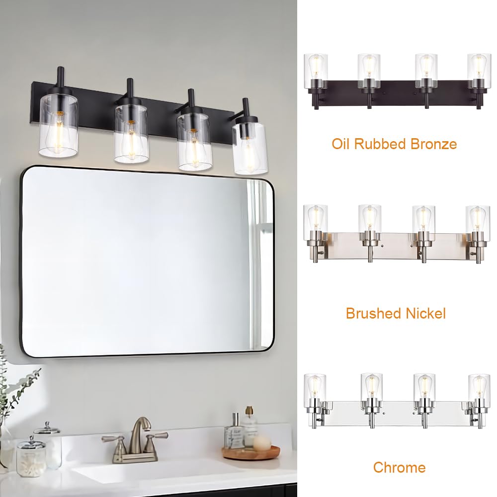 Lucy　0324 VINLUZ 4 Lights Bathroom Vanity Light Fixture Black Sconces Wall
