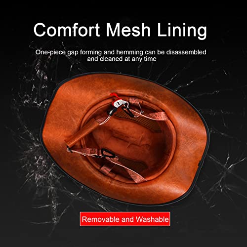 Retro Motorcycle Half Helmet - Summer Women Men Western Cowboy Hat With Removable Lining Dot Approved Wide Brim Cowboy Western Caps For Cruiser Scooter Touring Atv ( Color : A , Size : Xl=61-62Cm ) #TOP4