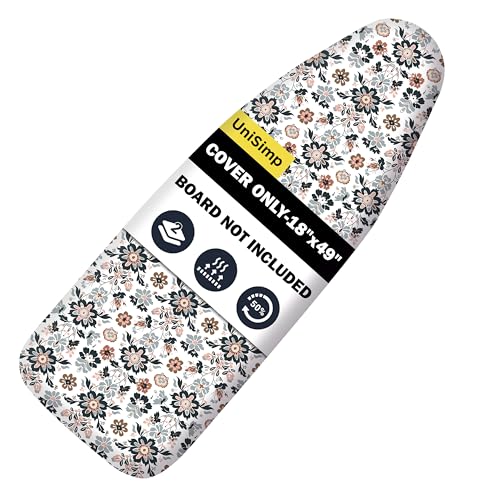 Image of Ironing Board Cover and Pad 18 inchx49 inch Extra Thick Natural Cotton,Scorch and Stain Resistant Iron Board Cover,Wide Ironing Board Cover with Fasteners Heavy Duty Heatproof Elastic Edge Floral