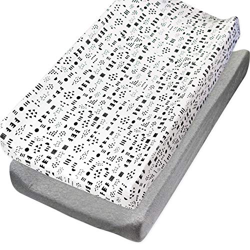 Image of HonestBaby Organic Cotton Changing Pad Covers (Set of Two), Pattern Play/Heather Gray, One Size