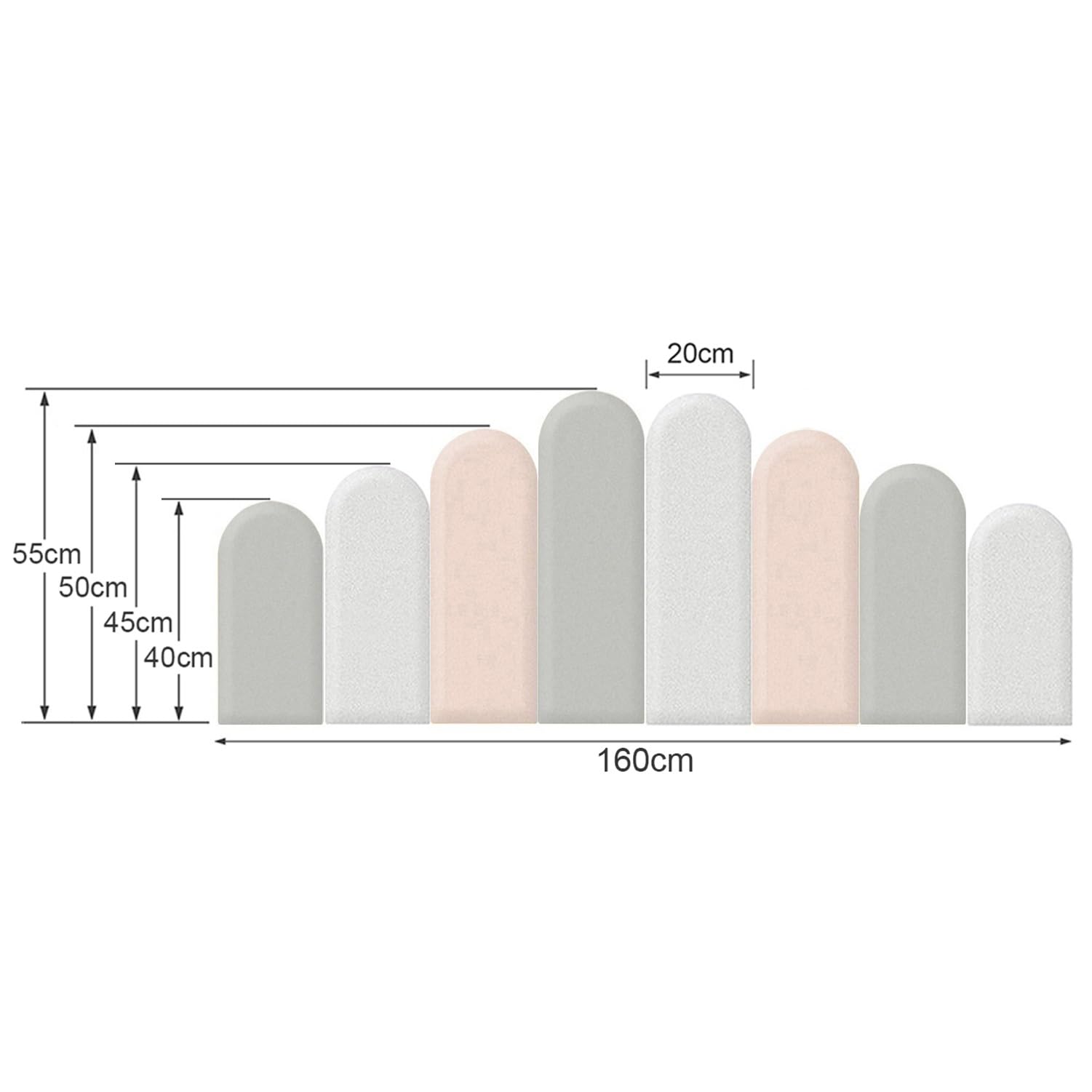 Naklejki ścienne 3D dla dzieci, antykolizyjne, panel na wezgłowie łóżka w rozmiarze queen size, samoprzylepna dekoracja ścienna do pokoju dziecięcego (kolor: szary, rozmiar: 160 cm)