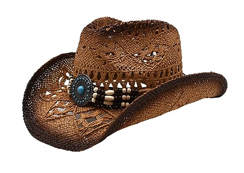 Image of THE CELL Straw Cowboy Hat (Blue Shield Brown)