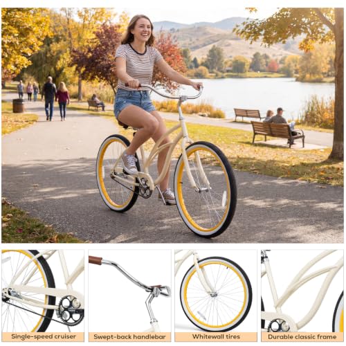 RideOrigin Beach Cruiser Bike Beige