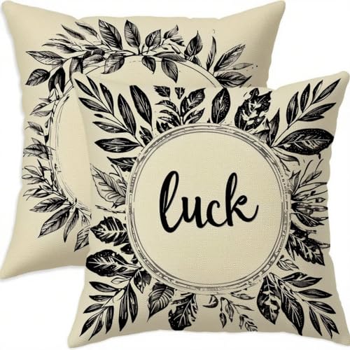 Housse coussin 75x75cm vintage en lin imperméable lot de 2 - 2