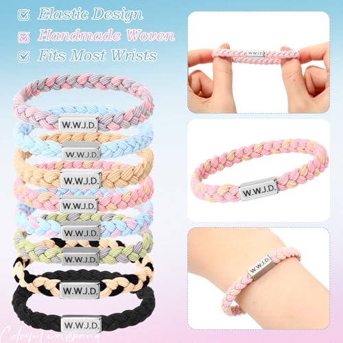 24 Pcs WWJD Bracelets Bulk What Would Jesus Do Weave Rope Christian Wristbands Adjustable Braided Religious Bracelet for Men Women Christmas Church Gifts3