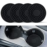 Alpmosn Car Cup Holders Coasters, 4PCS Polka Dot Non-Slip Cup Holder Interior Coaster, Car Interior Accessories for Women and Men (Black)