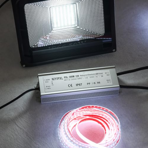 Image of LED Driver 300 Watts(150W X2) 12V DC Transformer，Waterproof IP67 Power Supply, Adapter with 3-Prong Plug 3.3 Feet Cable for Any DC led Lights, Computer Project, Outdoor Light