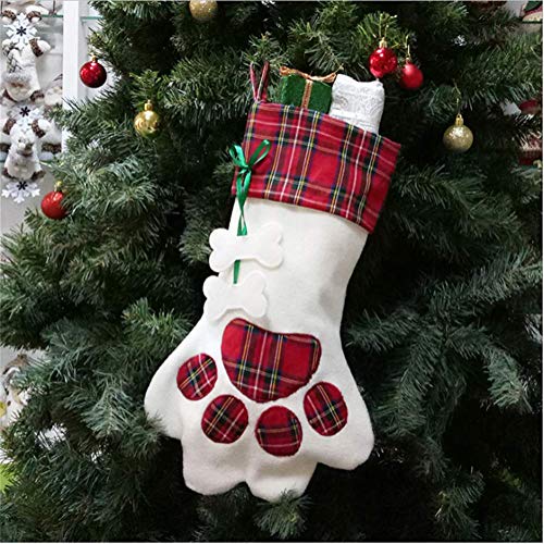Markcur Nikolausstiefel 45 x 20 cm groß Nikolaussocke mit Hund-Pfote Weihnachtsstiefel Nikolausgeschenke für Kinder - rot Cover