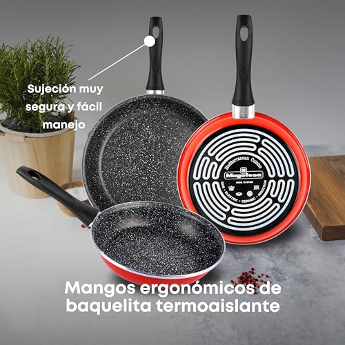 Imagen de sartén Magefesa K2 Rojo con comida cocinada