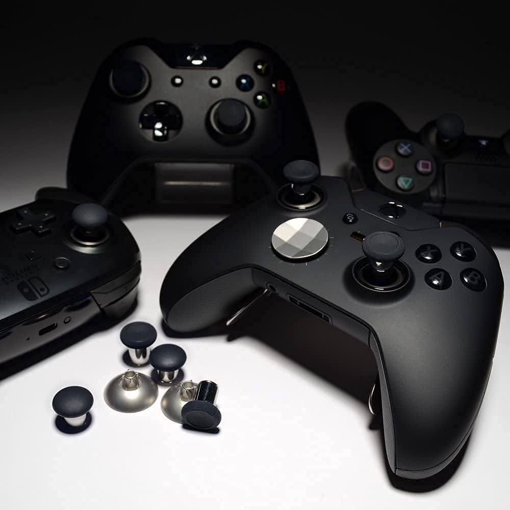 MMOBIEL 8 w 1 magnetyczne metalowe pałeczki, analogowe joysticki, maksymalny uchwyt, kompatybilny z PS4, Slim, Pro Dualshock, XBOX One, One Elite, One S, czarny, w zestawie (+) i