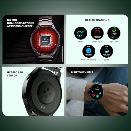 Image of ProWatch Xtreme with Enhanced Fitness Features - 1.43 inch AMOLED AOD Display | Inbuilt GPS Altimeter, Barometer & Compass | Corning Gorilla Glass 3 | Body Energy Features (Metal Strap)