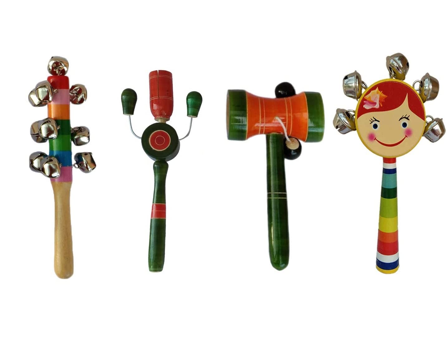 Channapatna Toys Wooden Rattles Toys for Baby/New-Born Infant Kids -Pack of 4 pcs - Multicolor - Discover Sounds, Develops Sensory Skills (B0BJGBY1Y5) Amazon Price History, Amazon Price Tracker