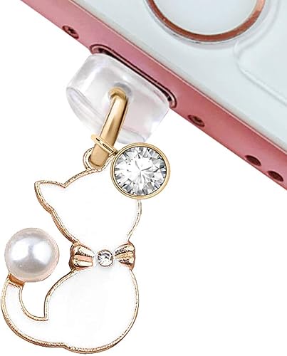 ELISE & FONDA CP178 Puerto de carga USB Anti Polvo Plug Gato Gatito Pet Colgante Colgante Teléfono Charm para iPhone 11XS MAXXRX8 Plus76S7SE iPad