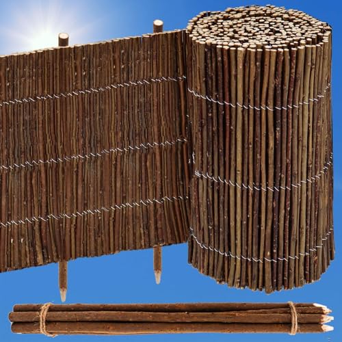 UrFence 300x40 Rouleau Jardin Bois - Bordure a Planter Flexible - Bordure Pelouse en Osier - Petite...