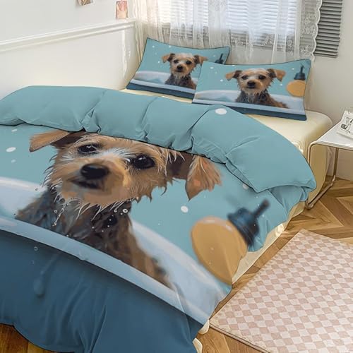 Housse de couette pour grand lit motif chien amusant 3 pièces 228x228cm - 2