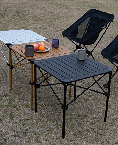 Iclimb Lightweight Stable Alu. Folding Square Table Roll Up Top With Carry Bag For Camping Picnic Backyards Bbq Camp Kitchen (Black, M) #TOP3
