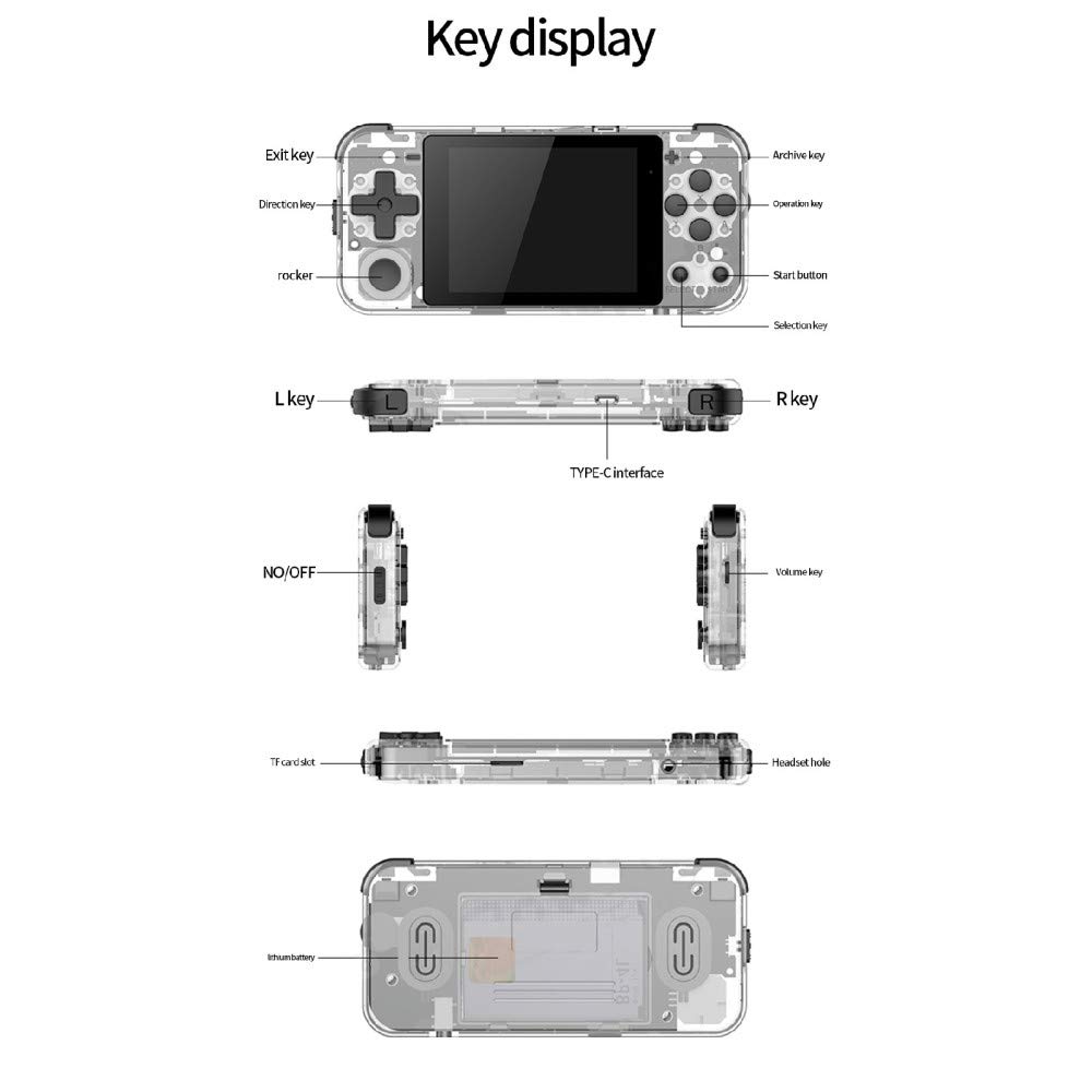Macchina per Videogiochi retrò con Sistema a Doppia Tasca Aperta 3"Schermo HD IPS Regalo per Bambini 16 emulatore Supporta i Nuovi Giochi PS1
