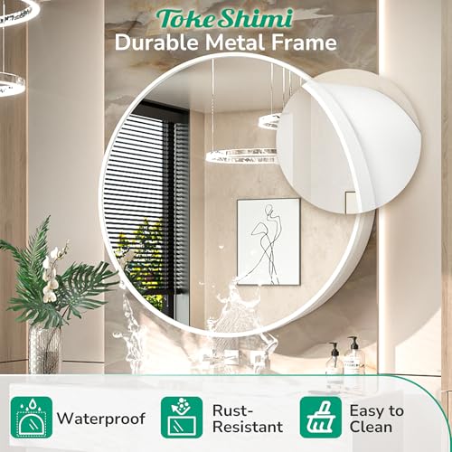 Image of TokeShimi 20x20 in White Medicine Cabinet with Mirror, Durable Metal Frame