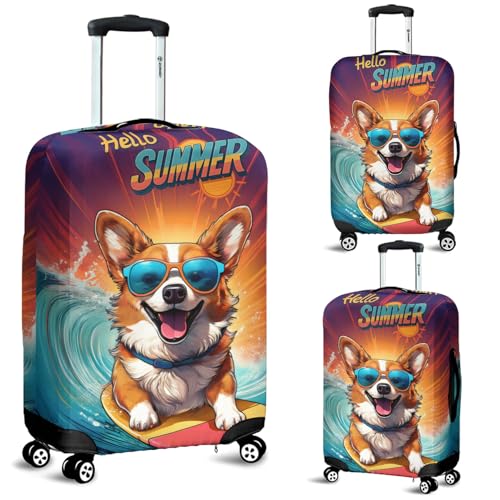 Retro Surfing Dog in Cool Sunglasses Hello Summer Waves Travel Accessories2