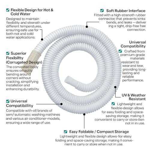 Image of 5 Meter Multipurpose Hose Pipe | Drain Pipe | Extension Pipe for AC Outlet Drain Water - Semi Washing Machine Pipe Pack of 1 (White)
