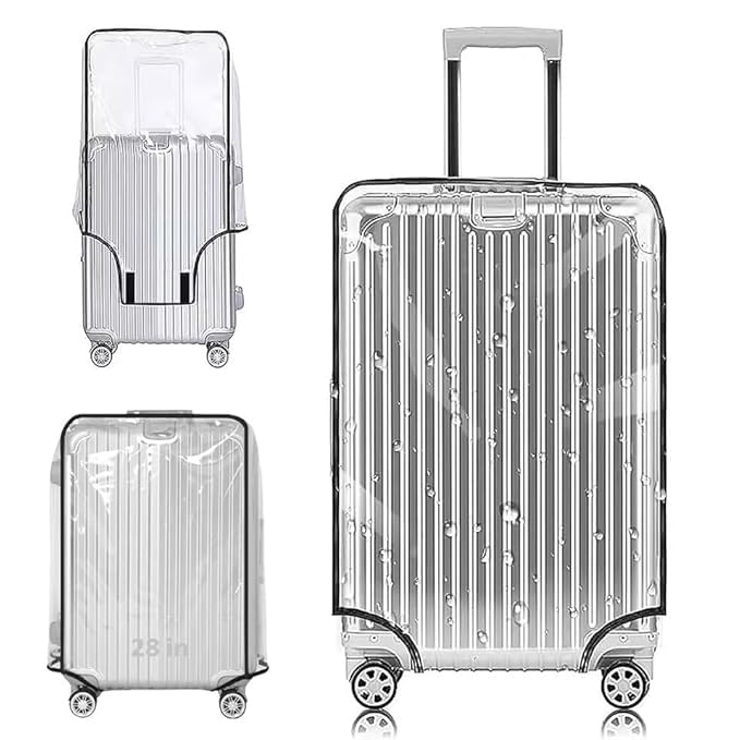 Clear PVC Trolley Suitcase Cover–Waterproof, Dustproof, Anti-Scratch Transparent Luggage Protector with Strong Velcro Closure, Full Protection for Bags (Transparent, 28 Inch (Pack of 1))-image-30