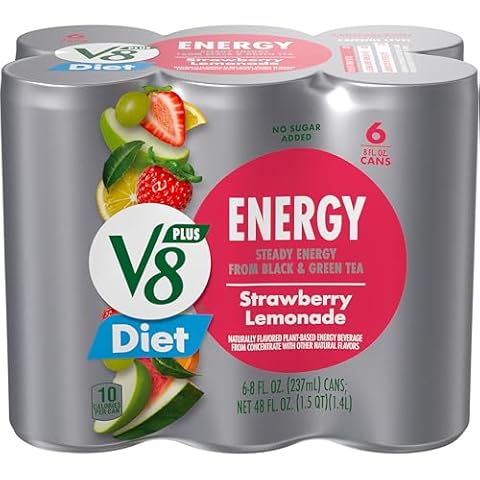 V8 +Energy Diet Strawberry Lemonade Juice Energy Drink, 8 fl oz Can (6 Pack) Cover