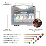 BORA Pocket Hole Screw Set - 800 Piece Fine Thread Colour Coded Hardwood Screw Set with Sorting Case - Image 2