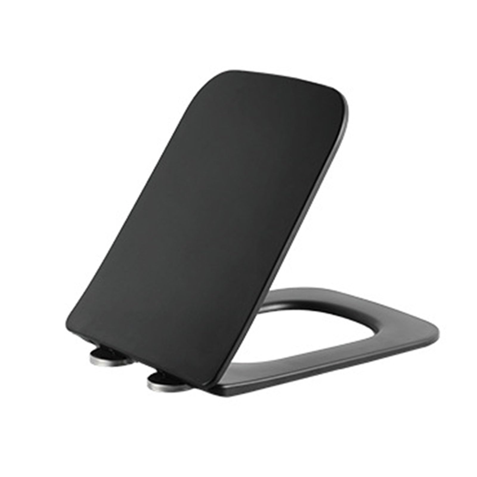 Abattant WC Rectangulaire, Cuvette Toilette avec Frein De Chute, Lunette WC Carré Noir, 350 X 450Mm, Matériau UF, Lunette WC, Démontage Rapide - Fixation par Le Haut