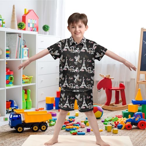 Image of visesunny Boy Floral Short Sleeve Button Down Shirt & Casual Shorts Set Summer Outfits 3-10 Years Clothes