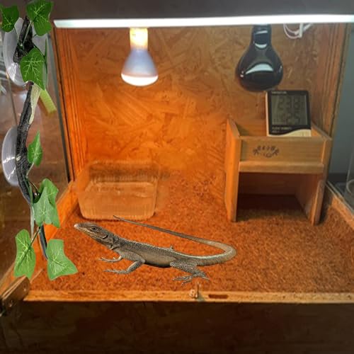 Image of PINVNBY Reptile Corner Branch Resin Climb Tree Branch Decor with Leaves Terrarium Plant Decoration with Suction Cup Gecko Plant Ornament for Amphibian Lizard Snake Climbing (1 Pcs)
