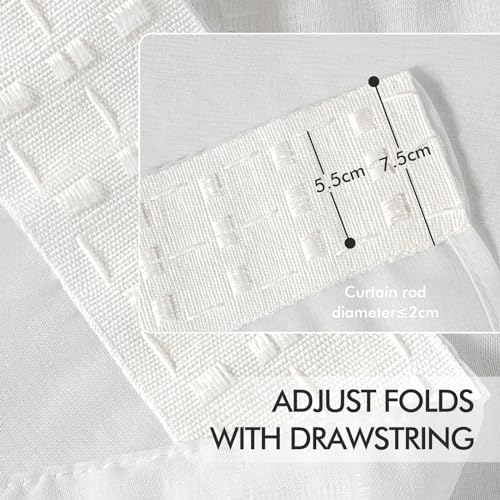 MIULEE Gardinen mit Kräuselband, Weiß Transparent, 4er Set 140 x 245 cm – Ansicht 6