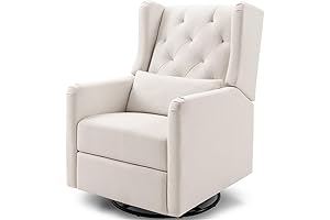 Everly Recliner & Da Vinci Glider in Cream Eco-Weave, GREENGUARD Gold Certified