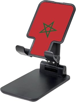 Morocco Flag Foldable Cell Phone Stand Adjustable Angle Height Desktop Portable Cellphone Cradle Compatible with All Smartphone
