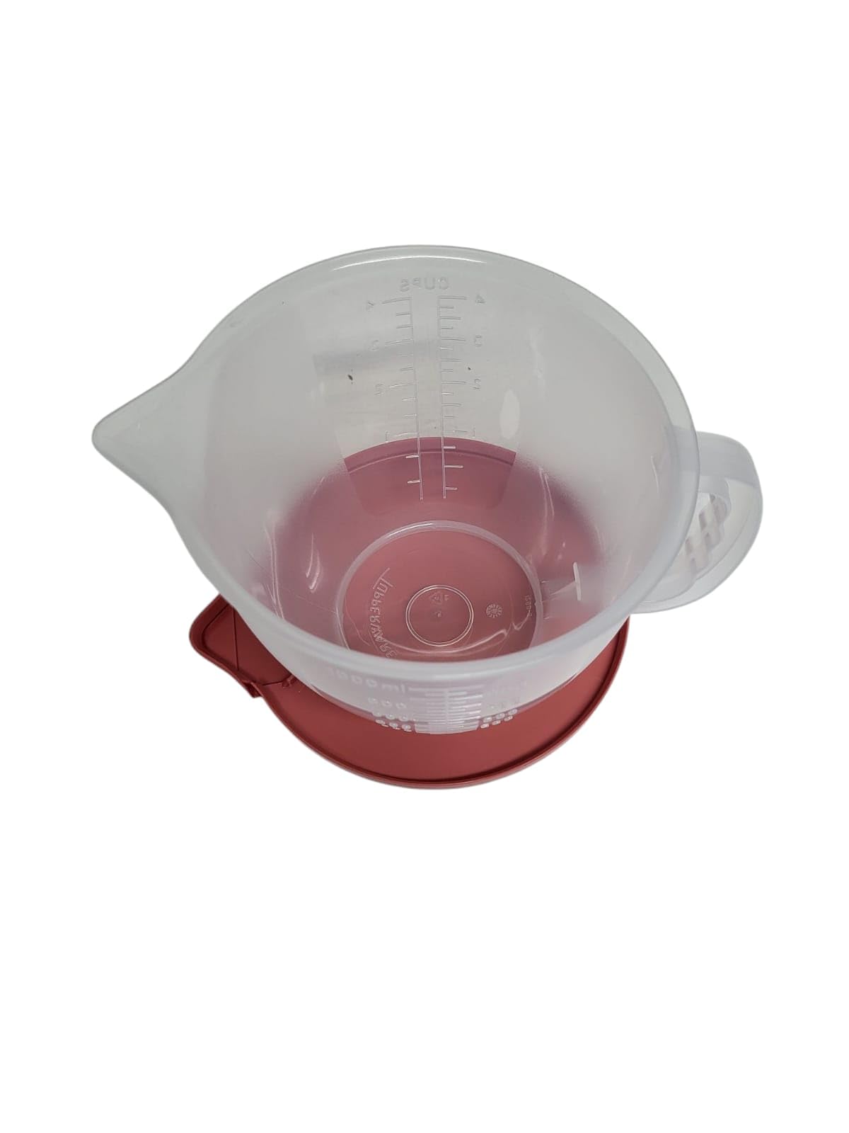 Tupperware Taza medidora Candy D217 de 1,0 litros, vaso para mezclar y mezclar cuenco con tapa, vaso medidor para hornear y mezclar, salmón transparente, sin BPA