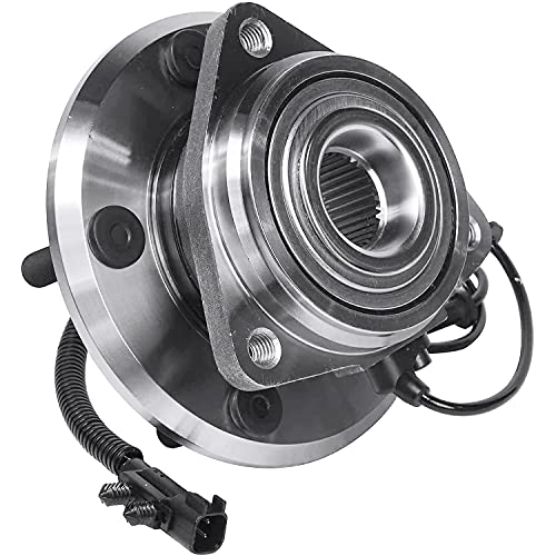 Image of Detroit Axle - 2 Front Wheel Bearing Hubs for Jeep Wrangler 2007-2010 [4-Wheel ABS], Replacement 2008 2009 Wrangler Wheel Bearing and Hubs Assembly Set