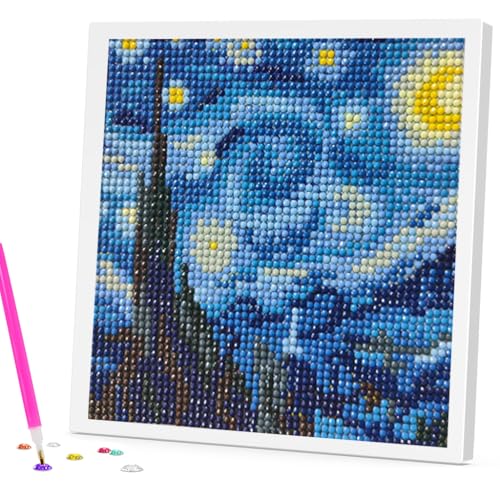 Image of PATPAT DIY Diamond Painting Art Kit for Kids 7 inches Aesthetic Starry | Night Diamond Painting Art with Frame DIY Diamond Painting Art Desk Decoration Craft Gift for Kids
