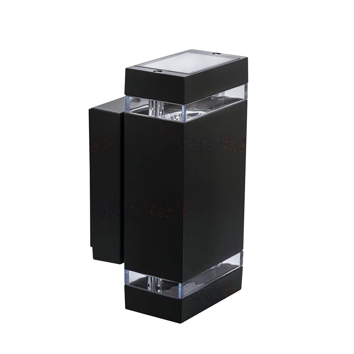 Zew IP44 Outdoor GU10 Garden Wall Light Die-Cast Aluminium Splash Proof Up Down 3 Way Sconce Corridor Hallway Lighting (Black - Square Edge, Add 5W Warm White)