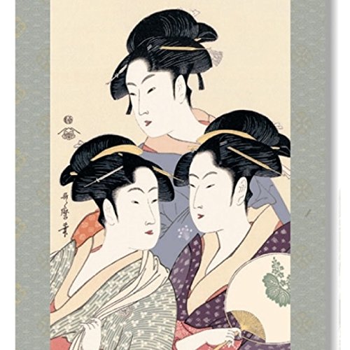 喜多川歌麿　美人図　掛軸　送料無料 Amazon.co.jp: 浮世絵掛軸[美人画][喜多川歌麿][寛政の三美人