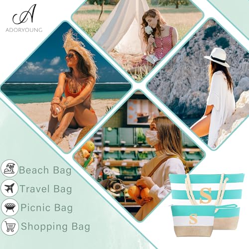 Extra Pool Beach Monogrammed Tote Bag with Zipper, Initial Birthday Travel Christmas Personalized Gifts for Women3