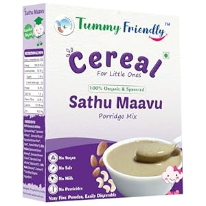 TummyFriendly Foods Certified Organic Sprouted Sathu Maavu Mix | Made of Sprouted Ragi, Whole Grains, Pulses & Nuts | Organic Baby Food For 8+ Months Baby | Rich in Protein & healthy-Fat MultiGrain Cereal Health Mix | Sattu Real Food for babies kids adults. Uggu for babies | Available in baby trial packs too | Shelf-life 9 month | 200g, ONE PACK