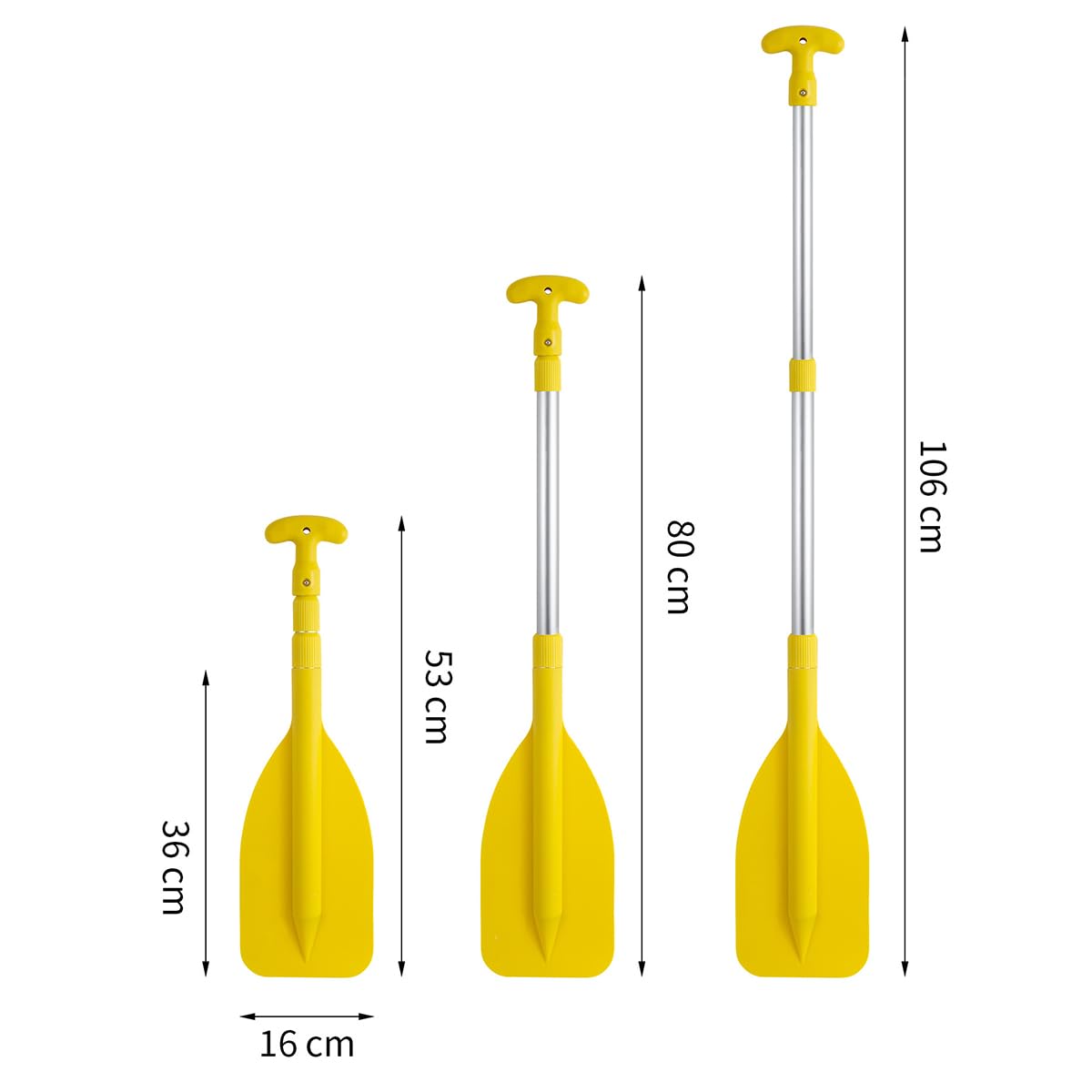Sarini Teleskoppaddel, 53-106 cm Notpaddel, leichtes Mini-Hilfspaddel mit Teleskop-Aluminiumschaft für Kanu, Kajak und Schlauchboote