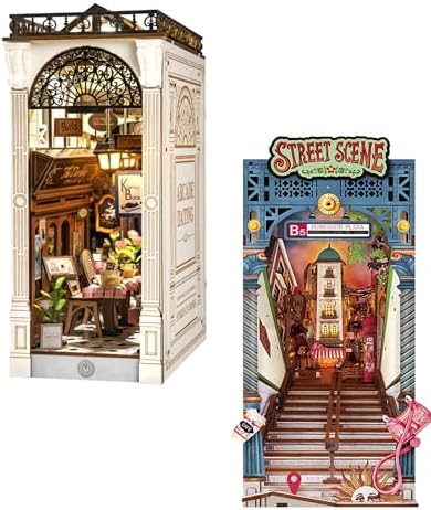 Rolife DIY Book Nook Kit for Adults Street Scene Theme Bundle - European Arcade & Urban Subway Decorative Bookends Christmas for Family image 5
