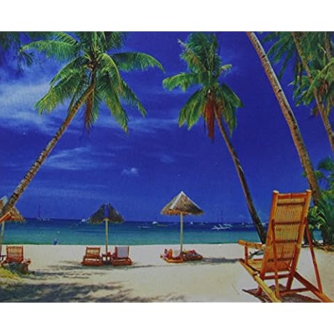 Gaming Tropical Paradise Beach Mouse Pad Oblong Shaped Mouse Mat Design Natural Eco Rubber Durable Computer Desk Stationery Accessories Mouse Pads for Gift Support Wired Wireless or Bluetooth Mouse Cover