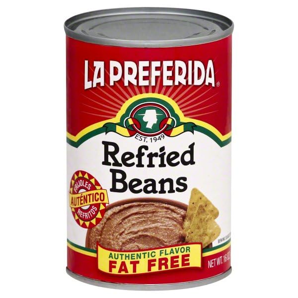 Image of La Preferida Fat Free Refried Beans, Mexican Style Side Dish, Ready to Eat Pinto Beans, Traditional Recipe, Fat Free, 16 Ounce (Pack of 6)