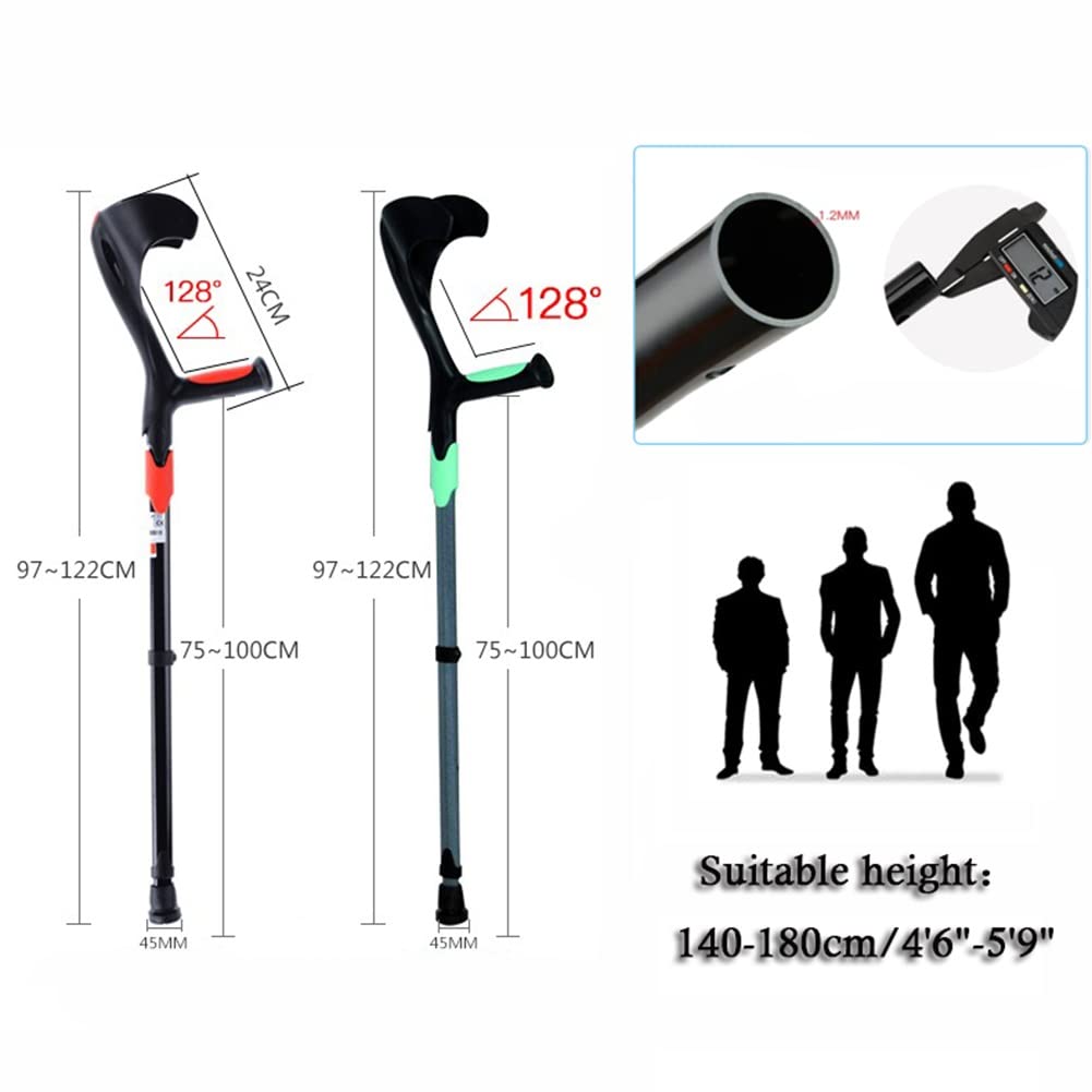 Muletas de Codo para Adultos (x2), Muletas Ajustables para Hombre, Muletas de Caminar Ortopedicas para Mujer, Elegante y Antideslizantes (Color : Green)