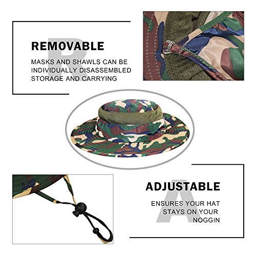 Yr.lover Outdoor Uv Sun Protection Wide Brim Fishing Cap With Removable Flap Camouflage #TOP2